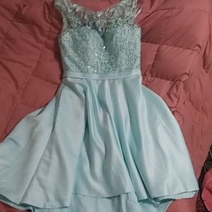 A sky blue dress